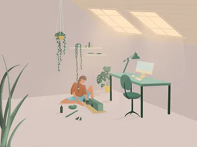 STUDENT 2d architecture art art direction challenge character color creative daily desk digital art digital illustration dribbble flower girl illustration inspiration plants shot student