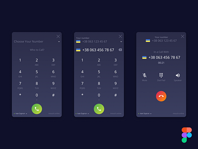 Dial Up Web Widget app call design figma number phone ui web app web widget