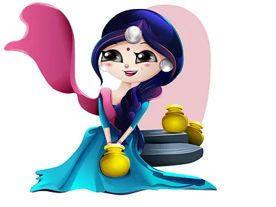 Cartoon village girl cartoon cartoon portrait chandrani das digitalart drawing graphic design illustration portait vector