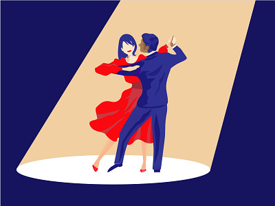 Dancing couple blue characters colorful dance dancer design illustration people svov