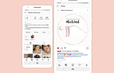 Brand Design for Makeup Artistry by JJ brand design branding cursive design font gradient lettering logo marketing rose gold social media