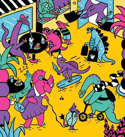 Dino City animals children illustration childrens illustration digitalart editorial illustration illustraion illustration