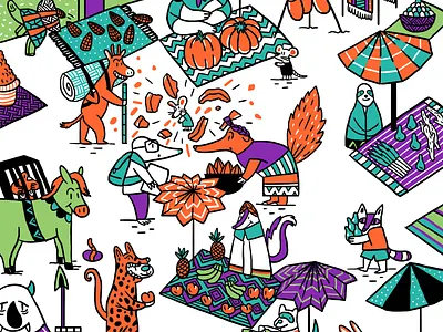 Aztec market animal aztec childrenbook childrenillustration digitalart illustraion picturebook