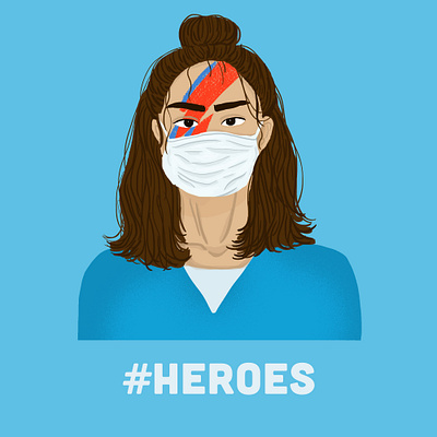 'We can be Heroes' artist coronavirus daily david bowie design digital illustration dribbble editorial illustration flat design icon illustration magazine minimal woman illustration