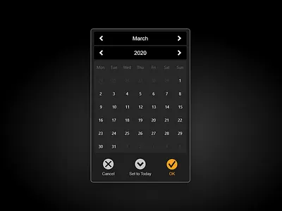Calendar Component app buttons calendar dark date desktop icon icons interface time ui