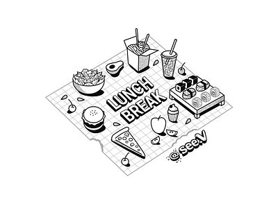 Lunch Break digitalart foodillustration illustration illustrator isometric isometric art vector