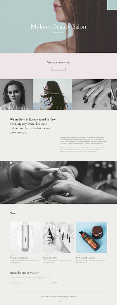 Mykery - Beauty Salon HTML Template clean cosmetic creative design free free figma free sketch gallery hair hairdresser hairstylist life style makeup modern nail salon pedicure simple