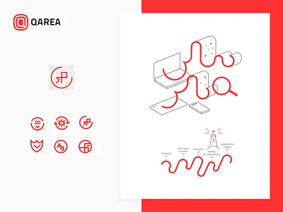 QArea Iconography & Illustrations Guide brand brand book brand guideline branding design icon icon set iconography icons identity illustraion line illustration mark set styleguide visual style guide