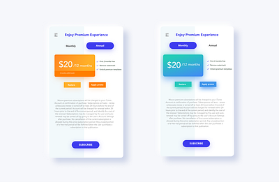 Subscription app design ui