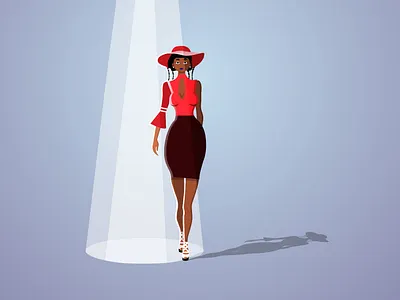Mysterious lady africa catwalking fashion fashion model illustration red vector