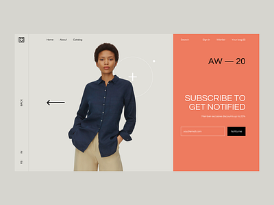 Subscribe to newsletter clean clothes clothing brand dailyui dailyui 026 ecommerce ecommerce shop fashion flat minimalism minimalist model newsletter online shop subscribe ui ux web webshop