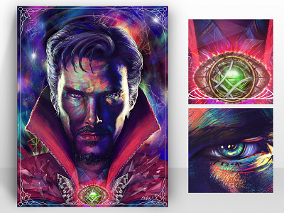 Doctor Strange alternative art colorful digital digitalart doctor doctor strange illustration ladislas marvel marvel studios movie movie poster portrait art psychedelic