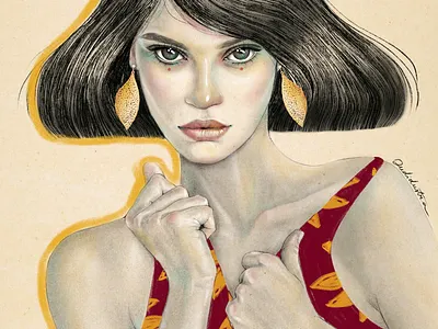 Jewels portrait woman art dibujo editorial eyes hair illustration ilustraciones ojos portrait procreate retrato