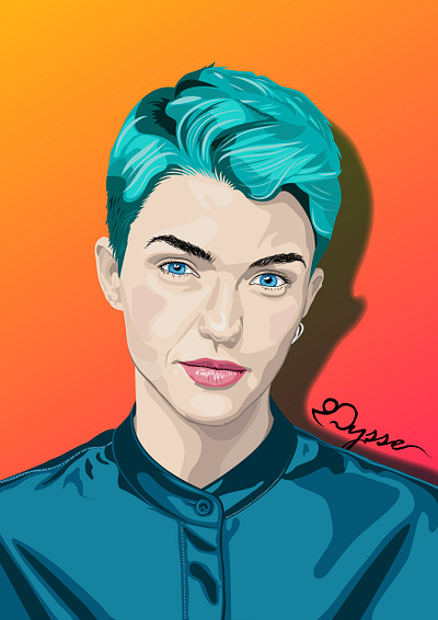 Ruby Rose Vector Portrait blue colourful digital illustration digitalart rubyrose vector vector illustration vectorart