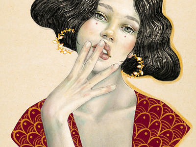 Jewels woman Portrait arte artnouveau editorial illustration jewels modernismos pendientes portrait print