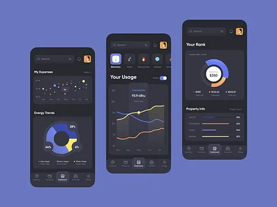 Public Services Dark Theme // Mobile App Concept card clean dark theme dashboard dashboard app design flat minimal mobile mobile app mobile dashboard payment product design project dashboard utilities utility web web app web design website dashboard