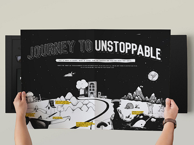 Journey To Unstoppable agency art direction black branding branding agency design illustration journey kit mail poster unstoppable white