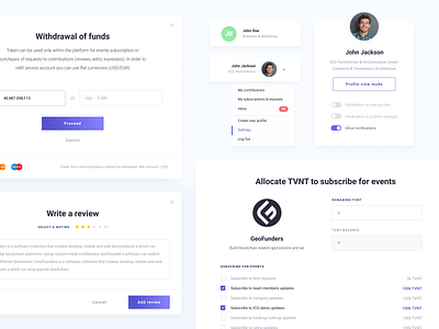Ventuary — UI elements for blockchain company (part II) blockchain clean design dashboard ui elements figma minimalism modern design popup ui ui design ui kit design ux ux design web design website design