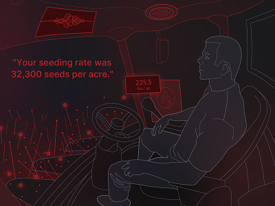 "Harvey" - Artificial intelligence in crop harvesters brand illustration marketing vector