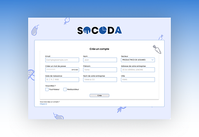Create account page - Socoda account create account flat food illustration ui ux vegetable web website