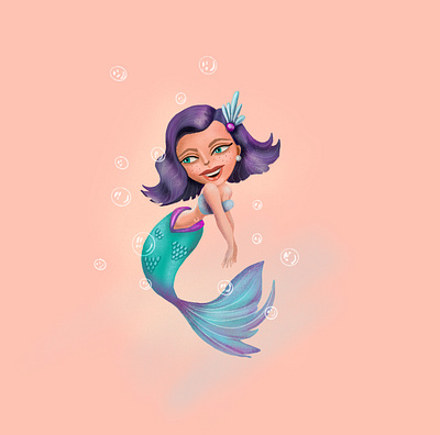 Bubbles and Tails drawing girl illustration mermaid mermay procreate sketch
