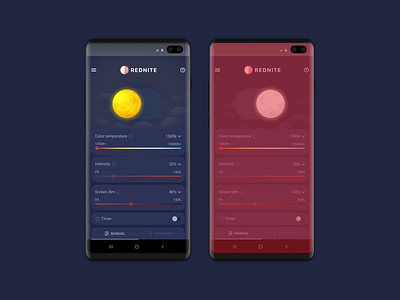 Blue Light Filter Android App Rednite Redesign android app android app design android app development android apps app design blue light blocker blue light blocker bluelight blocker bluelight filter figma design interface design mobile app mobile design mobile interface mobile ui nightshift nightshift app ui design ux design