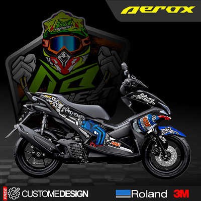 DECAL STIKER AEROX NOS BLACK aerox branding decal design graphics illustration kits logo motorcross yamaha