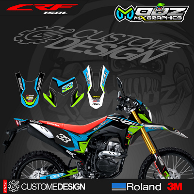 DECAL STICKER CRF 150 L 33 green blue black