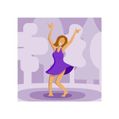 Me when the quarantine is over covid dance enjoy forest girl happiness happy illustration laugh over pose purple quarantine silhoutte triumph