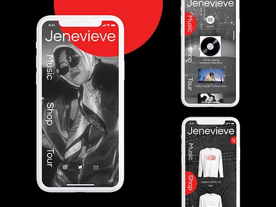 Jenevieve Mobile Site Concept artist branding merch mobile site mobile ui music tour