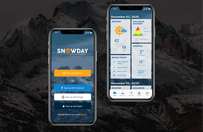 Avalanche Forecast App adventure app avalanche design logo ui ux webdesign