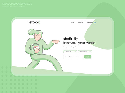 Evoke landing page 2020trend adobexd ai api branding clean ui color design field green hero image illustration landing page landingpage minimal trending ui ui design ux vector