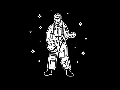 Spaceman Logo black and white character custom design guitar illustration logo man space spaceman stars sticker vector