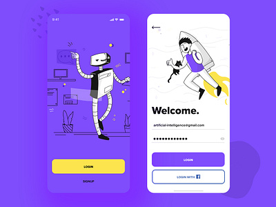 Welcome Screens app design flat graphic design illustration minimal typography ui ui design uiux