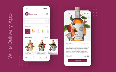 Wine Delivery Mobile App UI burger delivery ecommerce ecommerce app ecommerce design ecommerce shop fast food delivery food delivery groceries delivery medicine delivery mobile app ui design mockup online delivery package delivery parcel delivery pizza delivery presentation restaurant food delivery ui design uxdesign wine delivery app