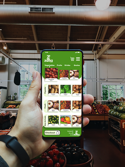 Zania Foodmart - Mockup App app branding design flat grocery app illustrator minimal ux web website