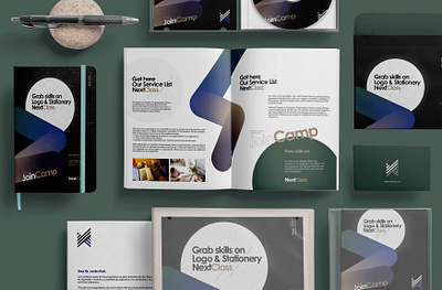 NextClass Mega Brand corporate creative identity indesign logo proposal