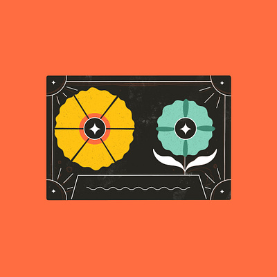 Rewind digital illustrator editorial illustration floral illustration folkart graphic illustration icon mixed tape procreate symmetry texture