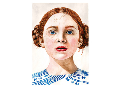 Sadie Sink art artist girl illustration portrait portraits sadie sink stranger things watercolor watercolor painting