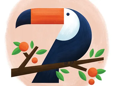 Toco Toucan character flat design flat illustration icon illustration orange orange tree photoshop art toucan tropical bird vector