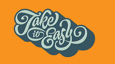 Take it Easy custom design easy golf cart illustration lettering pencil pushers script take it easy