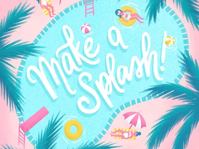 Poolside flat design flat illustrations hand lettered hand lettering illustration illustration art illustrationartist illustrator lettering lettering art lettering artist pool procreate summer