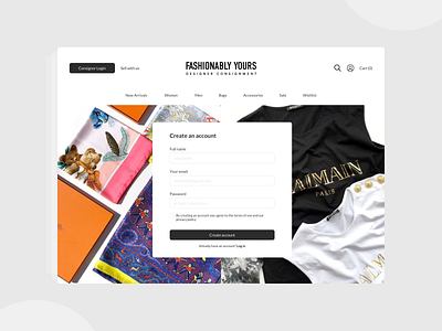 Daily UI #1 // Consignment Store Sign Up design fashion minimal ui ux vector webdesign