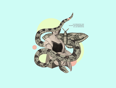 Las preguntas nos alejan vertiginosamente de las respuestas animals collage illustration snake woman