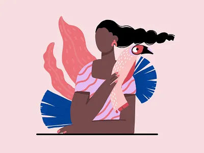 Botanical Woman 2d artwork avatar bird botanical illustration character colorful design illustration illustrator minimal modern