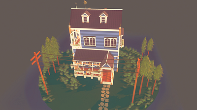 Victorian House apocalypse art artwork blender colors game art game design gamedev gamedeveloper lowpolyart