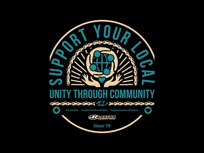 Support Your Local - Maxima Racing Oil apparel badge branding icon identity illustration lettering logo type vector