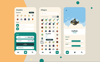 Animal Crossing Tracker App animal crossing app design figma flat interface design minimal mobile app mobile design ui ux