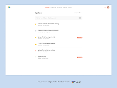 Wikit - share knowledge with your ditributed team app knowledge base list share slack web wiki