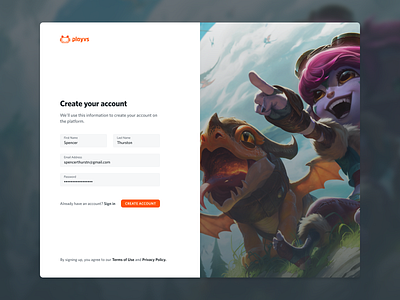 Account Registration create account esports product design registration sign up ui web apps